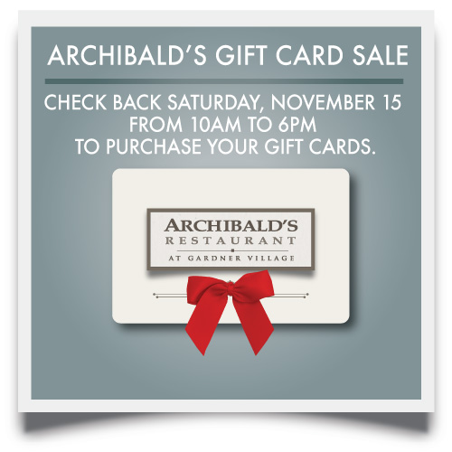 archibalds gift card sale saturday november 15